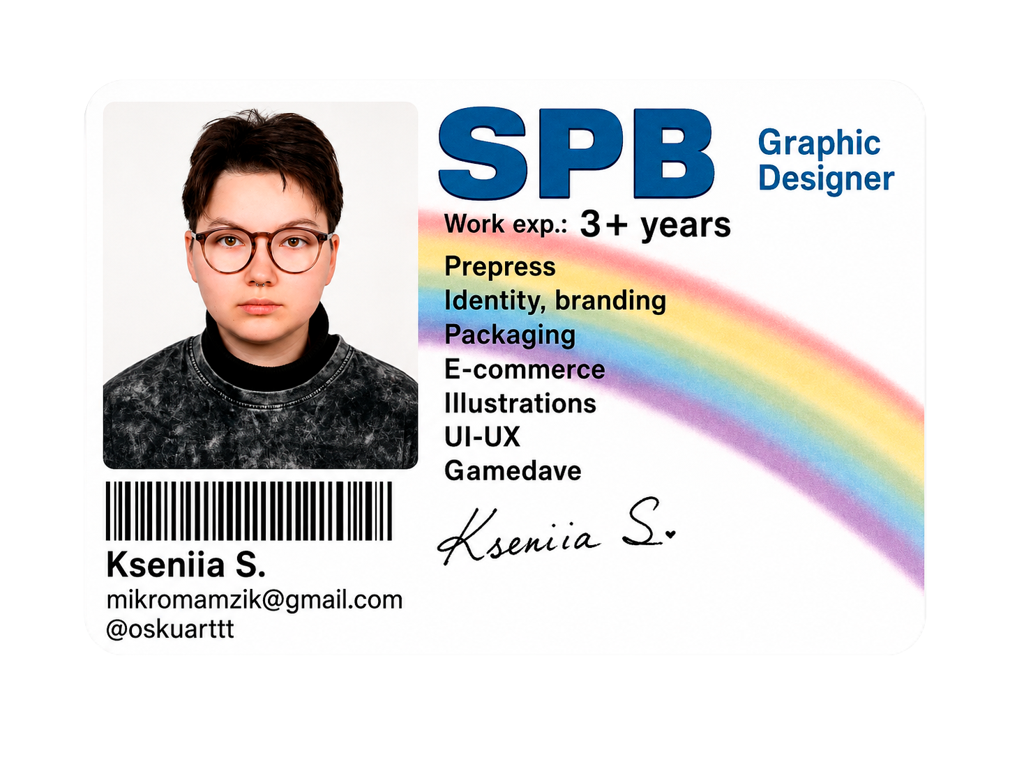 Kseniia Smirnova / Osku Halla graphic designer card